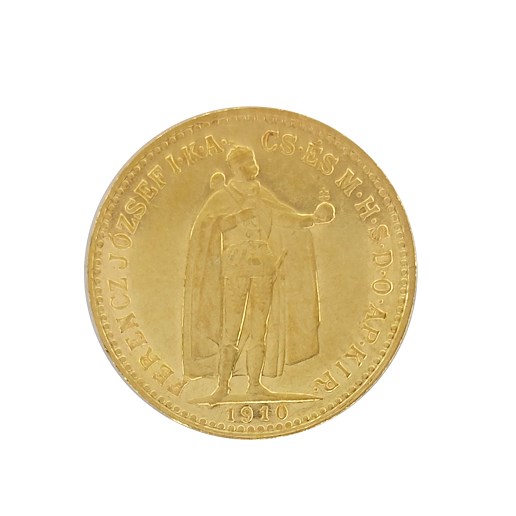 .. - Rakousko Uhersko zlatá 10 Koruna 1910 K.B. uherská, zlato 900/1000, hrubá hmotnost mince 3,387g