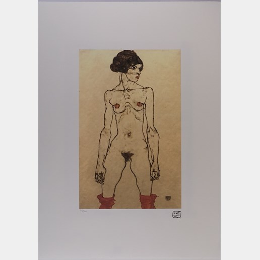 Egon Schiele - Female nude lying