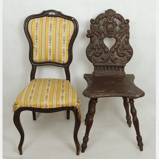 Biedermeir, Neorenesance - Konvolut 2 židlí