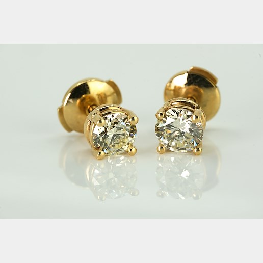 Anton Schwartz - Bodové naušnice osazené diamanty 2x 0,40 ct, zlato 585/1000, hrubá hmotnost 1,36 g