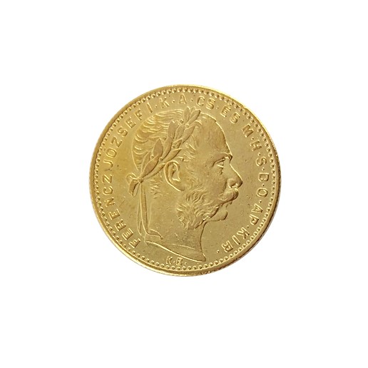 .. - Rakousko Uhersko zlatý 8 zlatník / 20 frank 1887 KB Kremnica, zlato 900/1000, hrubá hmotnost mince 6,45 g