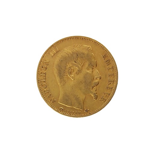 .. - Francie zlatý 20 frank NAPOLEON III. věnec 1859 A Kotva, zlato 900/1000, hrubá hmotnost 6,45 g