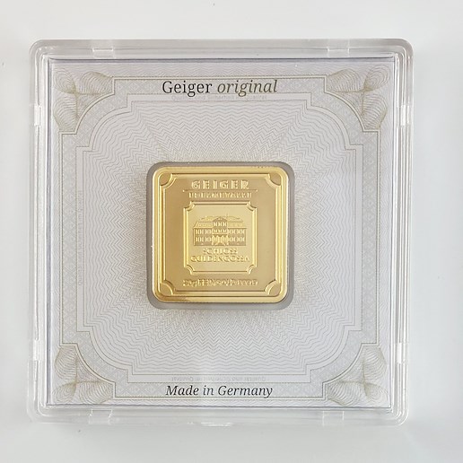 .. - Zlatý ražený ingot, zámek Guldengossa od švýcarské společnosti Geiger, zlato 999,9/1000, hrubá hmotnost 20 g