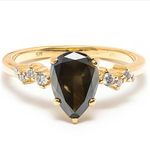 .. - Prsten s brilianty a centrálním Fancy Dark Grayish Green diamantem 1,67 ct, zlato 585/1000, hrubá hmotnost 3,05 g