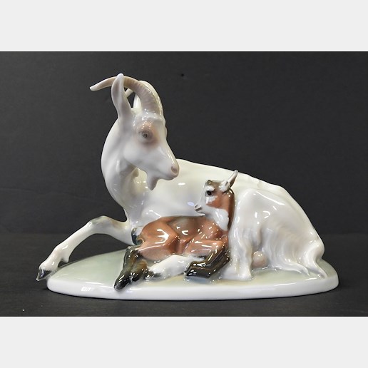 porcelánka Rosenthal - Porcelánová soška Ležící koza s mládětem