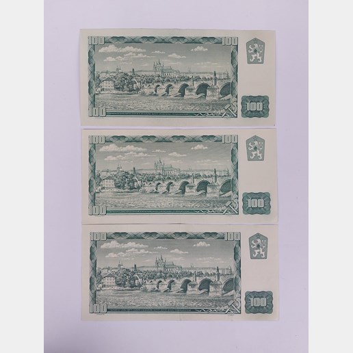 Čechy 2. pol. 20. stol. - 3x 100 Kčs 1961 série:P28,R69, T88