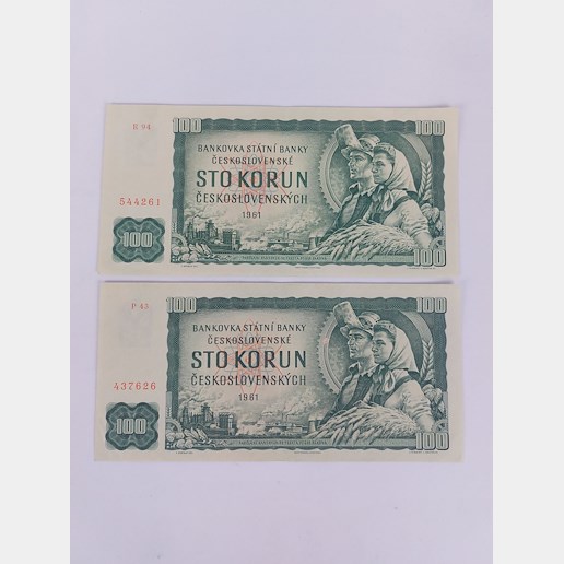 Čechy 2.pol. 20. stol. - 2x 100 Kčs 1961 série P43,R94