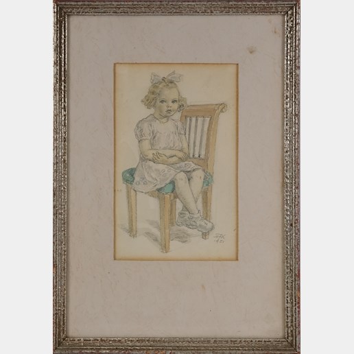 Marie Fischerová - Kvěchová - Děvčátko na židli
