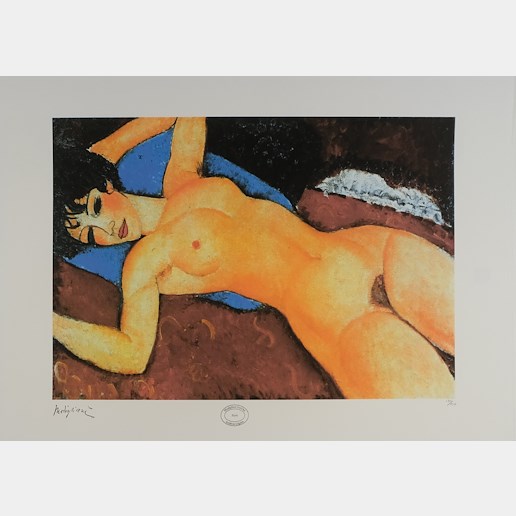 Amedeo Modigliani - Akt na modré podušce