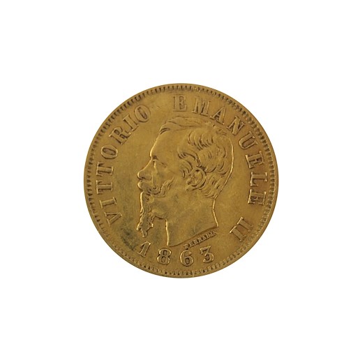 .. - Itálie Zlatá 10 Lira 1863 T král Victor Emanuel II.