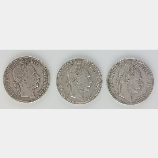 .. - Stříbro Rakousko Uhersko 1 zlatník 1884,5,6 3 kusy