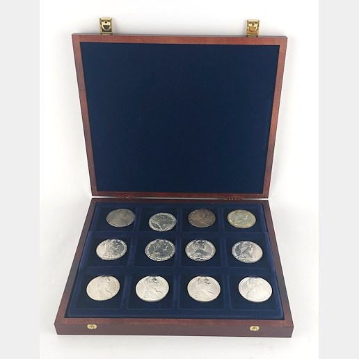 .. - SADA 12 kusů Levanských Tolarů Marie Terezie 1780, včetně mincovní kazety