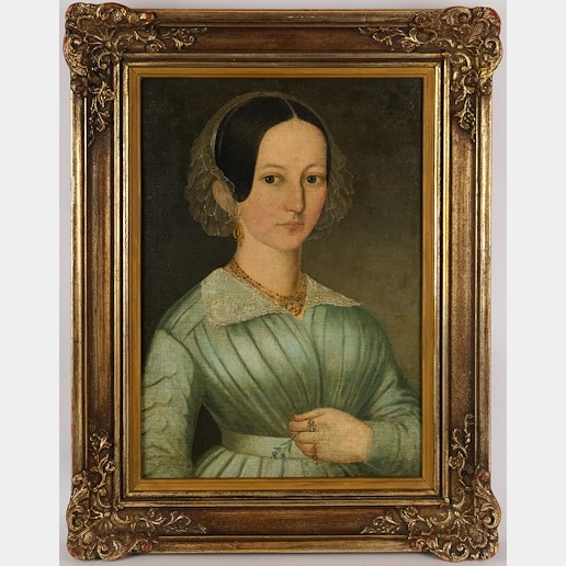 středoevropský malíř 1. třetiny 19. století - Dívka s medailonkem