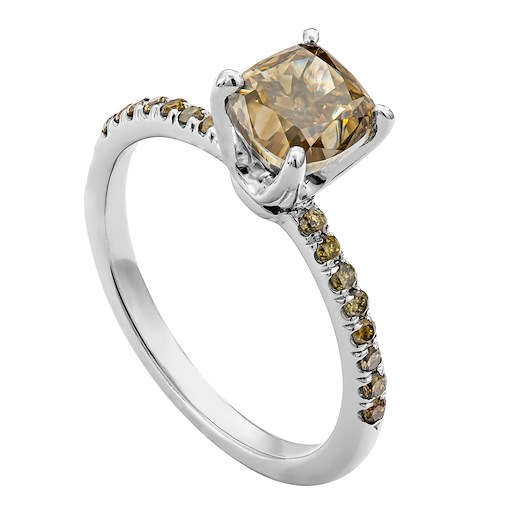 .. - Luxusní prsten s 1,89 ct fancy colors diamanty, bílé zlato 585/1000, značeno platnou puncovní značkou "labuť",  hrubá hmotnost 2,83 g