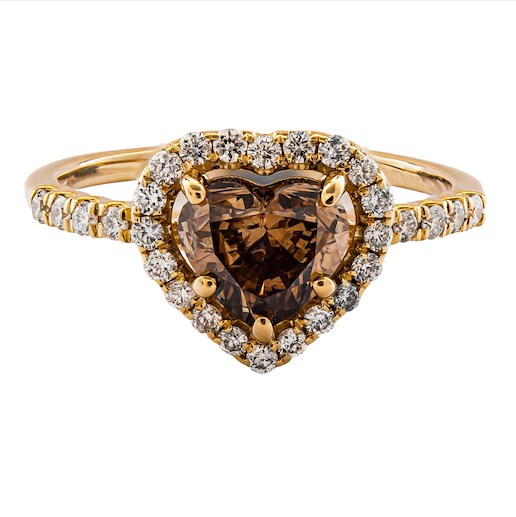 .. - Luxusní prsten s 1,05 ct fancy color diamantem, 0,32 ct diamanty, zlato 585/1000, značeno platnou puncovní značkou "labuť", hrubá hmotnost 2,46 g