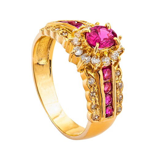 .. - Luxusní prsten s 0,75 ct rubíny a 0,28 ct diamanty, zlato 750/1000, značeno platnou puncovní značkou "kohout", hrubá hmotnost 3,756 g