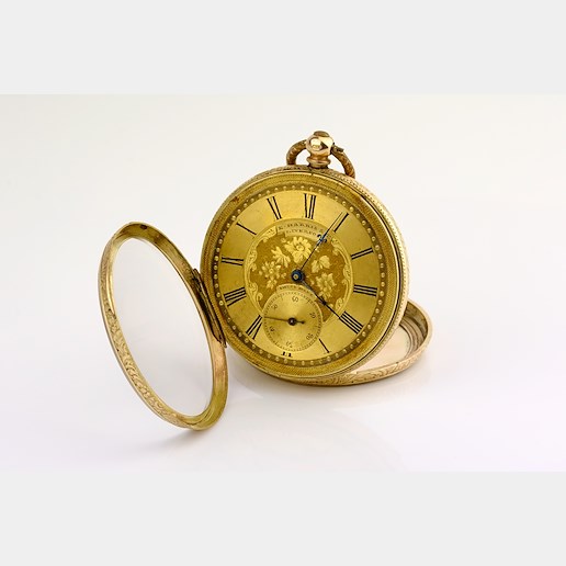 E.Harris & Co Liverpool - Dvouplášťové hodinky na klíček, zlato 585/1000, hrubá hmotnost 109,70 g