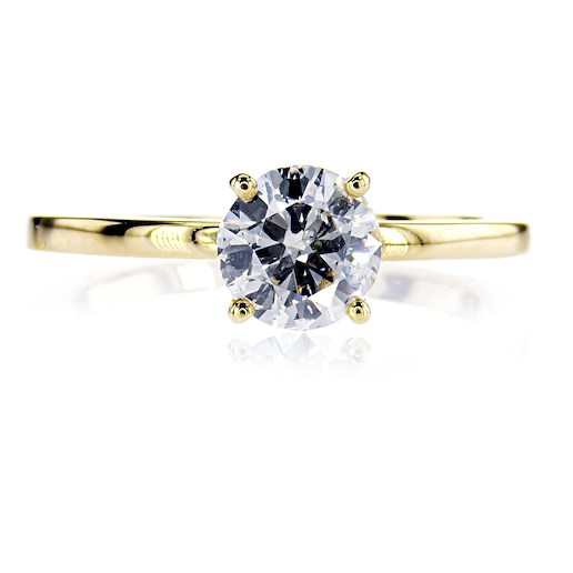 .. - Luxusní prsten s 0,98 ct diamantem, zlato 585/1000, značeno platnou puncovní značkou "labuť", hrubá hmotnost 2,14 g