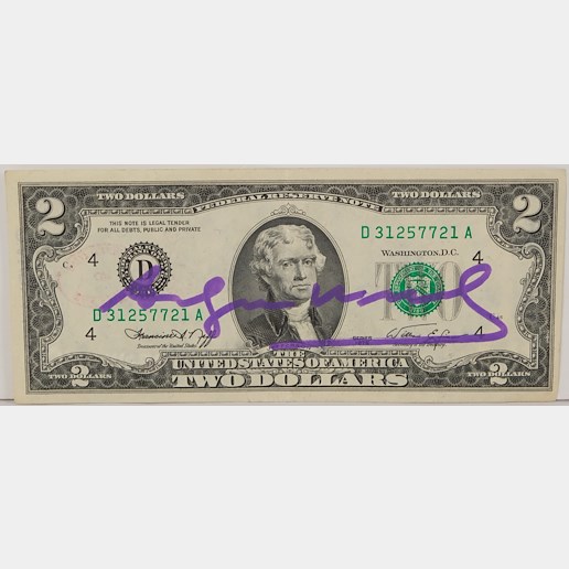 Andy Warhol - 2 Dollary podepsané Andy Warholem