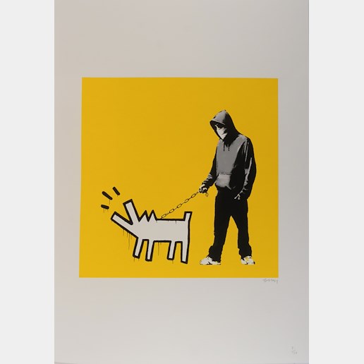 Banksy - Hoodie & Keith Haring Dog Yellow