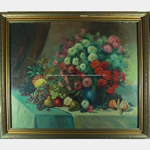J. Rombald - Zátiší s květinami a ovocem