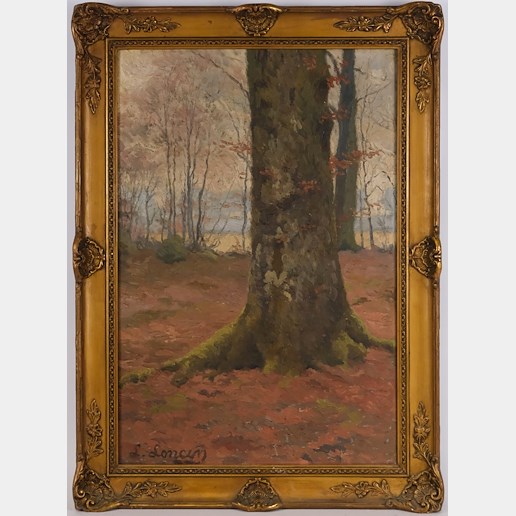 Louis Loncin - Vzrostlý strom na kraji lesa - kvalitní dobový rám