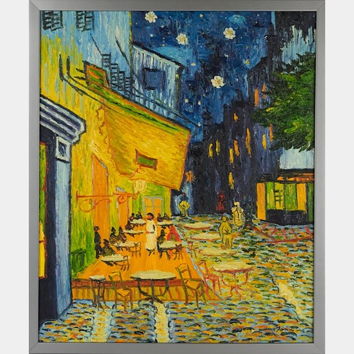 signatura nečitelná - Noční kavárna - podle Vincenta van Gogha