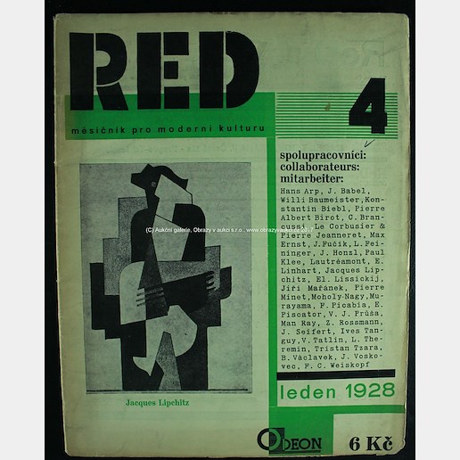 Štyrský, Tyen, Honzl, Biebl, Závada, Apollinaire, Chaplin, Mrkvička, Fučík, Šíma, Teige, Man Ray, Muzika aj. - ReD měsíčník pro moderní kulturu 1/1928