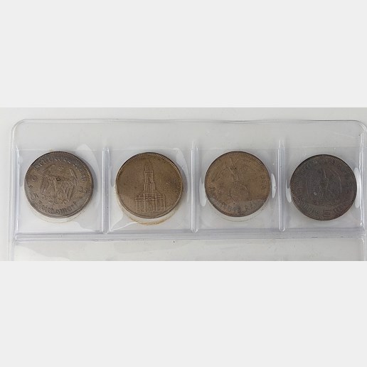 .. - Stříbro konvolut 4 mincí 5 Mark Německo 1934-1939 