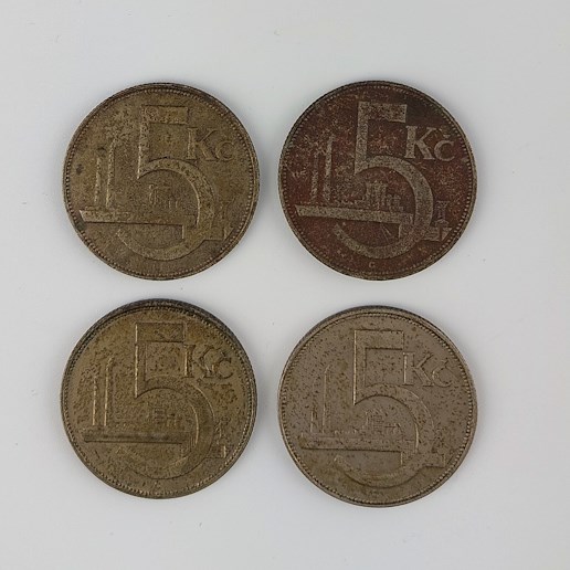 .. - Konvolut 4 mincí, 2x 5 Kč 1925, 1x 5 Kč 1926, 1x 1x vzácná 5Kč 1927