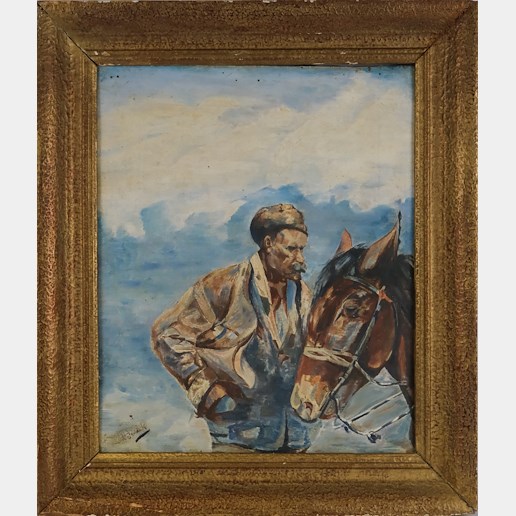 signováno nečitelně - Muž s koněm
