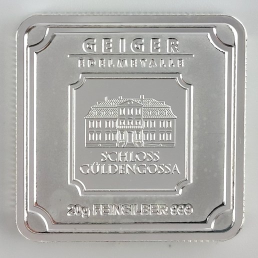 .. - Stříbrný ražený ingot 20 g, zámek Guldengossa od švýcarské společnosti Geiger
