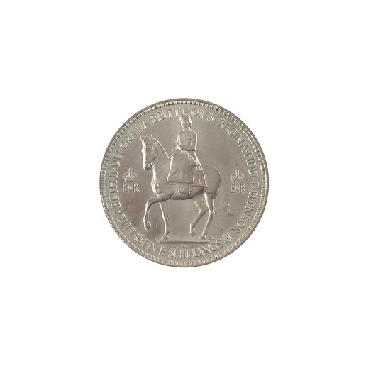 .. - Velká Británie KORUNOVAČNÍ pamětní 5 Shilling 1953 portrét Alžběta II. Na koni