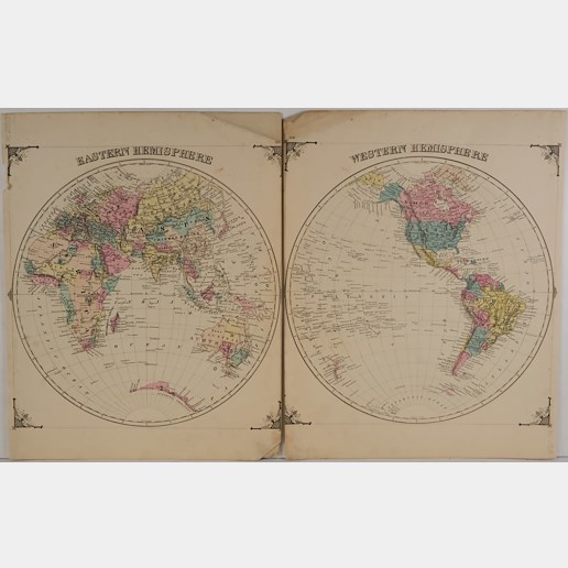 .. - Konvolut 2 map: Východní a Západní hemisféra