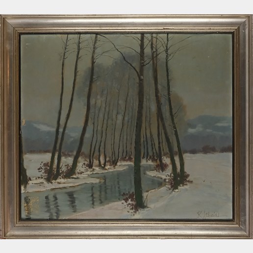 Karel Schadt - Potok v zimní krajině