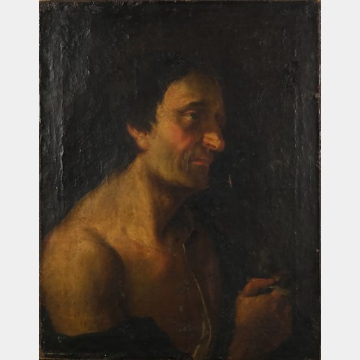 Vzadu přípis Marcantonio Franceschini - Muž v temné místnosti