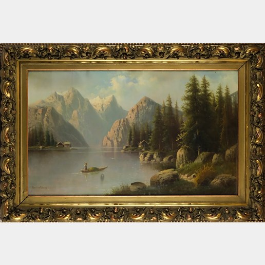 kvalitní evropský malíř přelomu 19. a 20. století - Romantická alpská krajina II