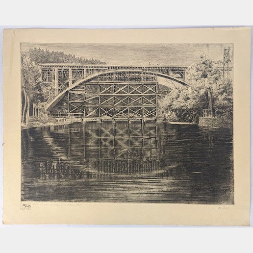Alex Adolf Jelínek - Stavba mostu na Lužnici v Táboře 1935
