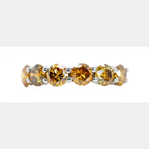 .. - Luxusní prsten s 3,05 ct Natural Fancy Vivid Yellowish Orange diamanty, zlato 750/1000, značeno platnou puncovní značkou "kohout", hrubá hmotnost 3,76 g