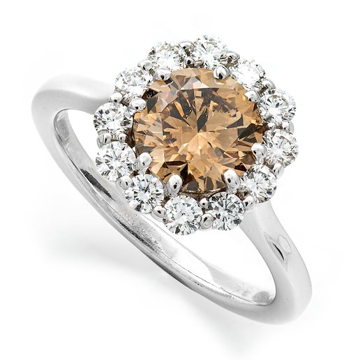 .. - Luxusní prsten s 1,52 Natural Fancy (AA) diamantem a 0,48 ct diamanty, bílé zlato 585/1000, značeno platnou puncovní značkou "labuť", hrubá hmotnost 3,53 g