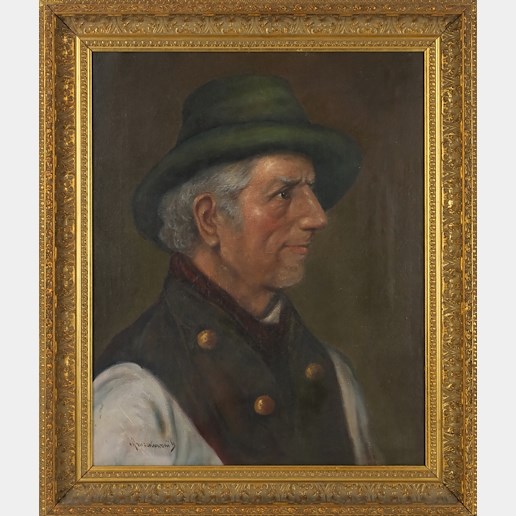 Signováno nečitelně - Portrét muže v klobouku