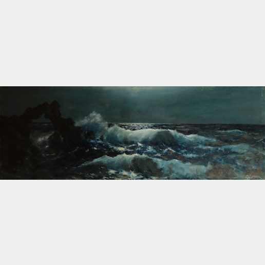 Emanuel Hosperger - Mořské vlny při noci