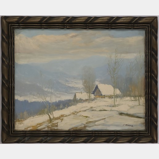 Josef Häring  - Chalupy v zimní krajině