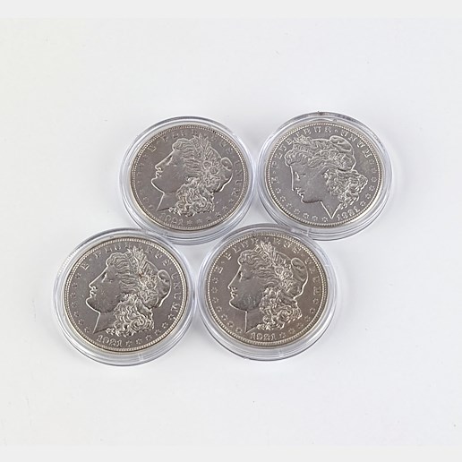 .. - Konvolut 4 stříbrných dolarových minci 1921 USA 