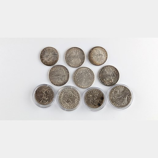 .. - Konvolut 10 stříbrných mincí 