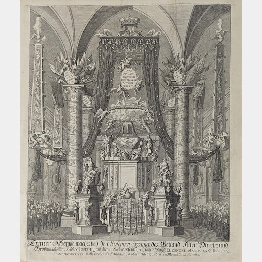.. - Oslavný obraz k poctě Josefa I. Habsburského u příležitosti pohřbení jeho srdce v augustiniánském kostele ve Vídni