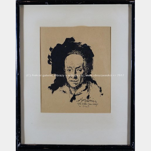 Alfred Kubin - Soubor 2 grafických prací - Autoportrét a Alter tempel
