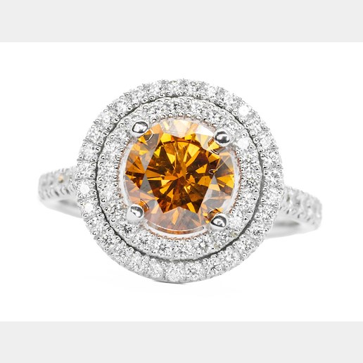 .. - Výjimečný prsten s 1,62 ct Natural Fancy Diamantem a 0,55 ct Diamanty, zlato 750/1000, značeno platnou puncovní značkou "kohout", hrubá hmotnost 5,94 g