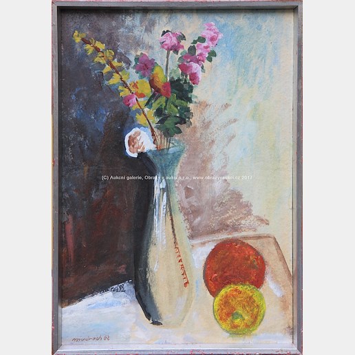 Bedřich Mudroch - Zátiší s květinou a ovocem