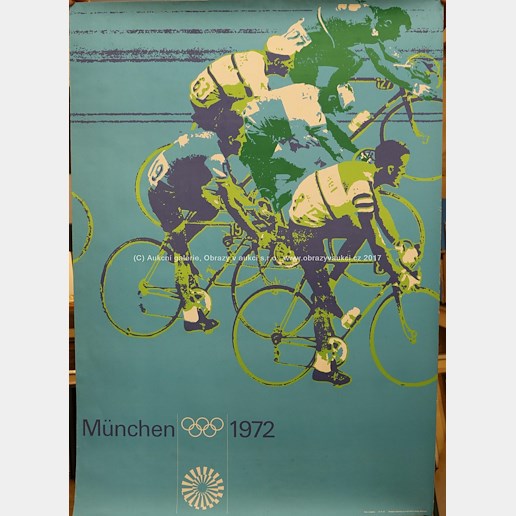D. Frinke, Aicher, Joksch, Wirthner, Nagy - Plakát Mnichovská olympiáda 1972 - Cyklistika